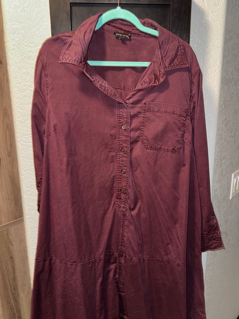 Universal Standard Button-Front Tunic Dress in Burgundy